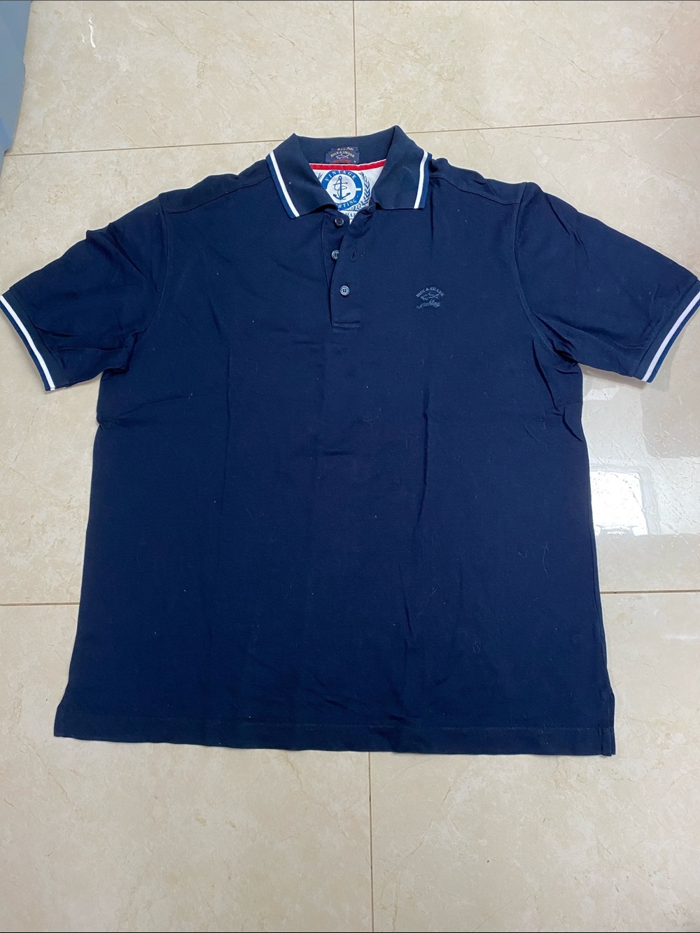 Paul & Shark Yachting Navy Blue XL Cotton Short sleeved Shirt Top Italy Made